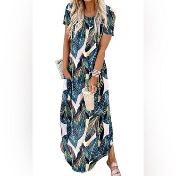 ANRABESS Tropical Casual Loose Sundress Split Maxi Dress Sz XXL NWT - Picture 9 of 9